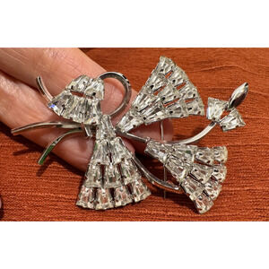 Vintage Sterling Silver 925 Signed STAR-ART Baguette Rhinestone Brooch 16 grams